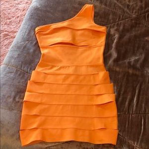 Neon orange spandex dress